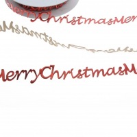 SekleBo&reg; - Selbstklebende Bord&uuml;re 56 mal Merry Christmas je 16cm lang - Farbe Rot - 25 mm Breite - 9,3 m L&auml;nge - 94191-35
